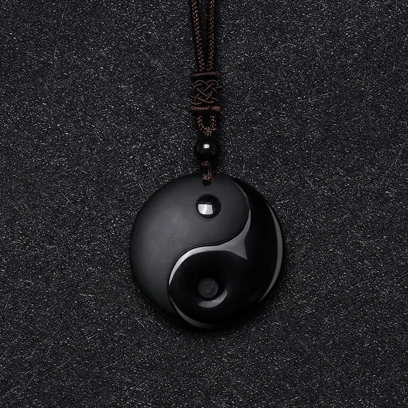 "Sending Balance and Protection" Obsidian Yin Yang Necklace Includes Gift Message Card - Image 9
