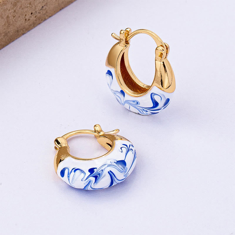 Copper Plated 18k Gold Enamel Glaze Healing Luck U-shaped Earrings