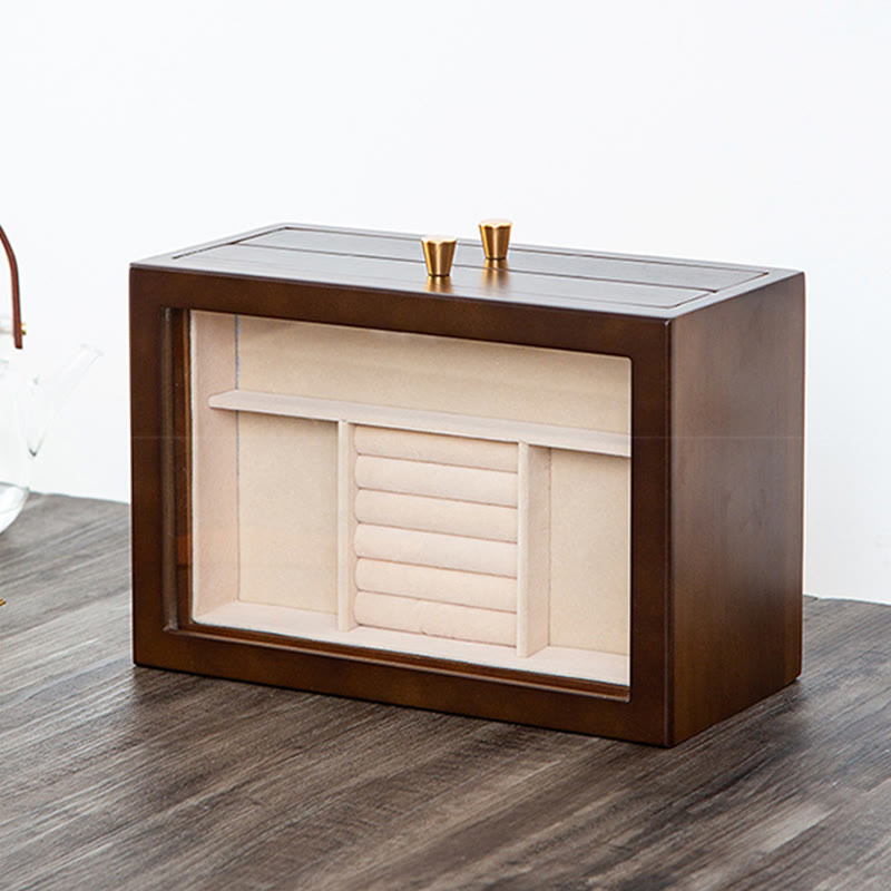 Retro Solid Wood Jewelry Box Jewelry Storage Box With Drawer - Image 10