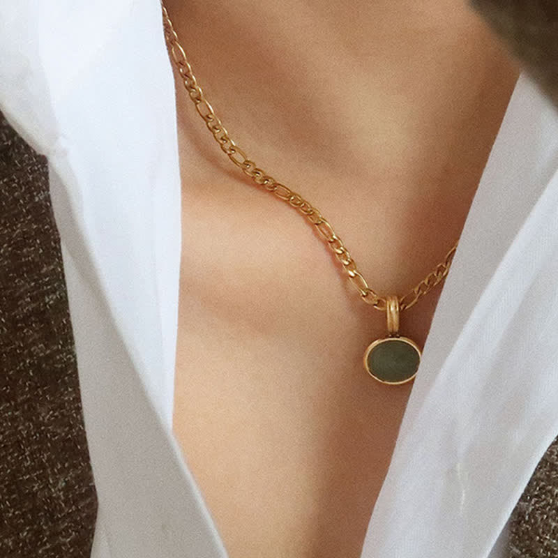 Oval Turquoise Strength Titanium Steel Necklace Pendant - Image 6