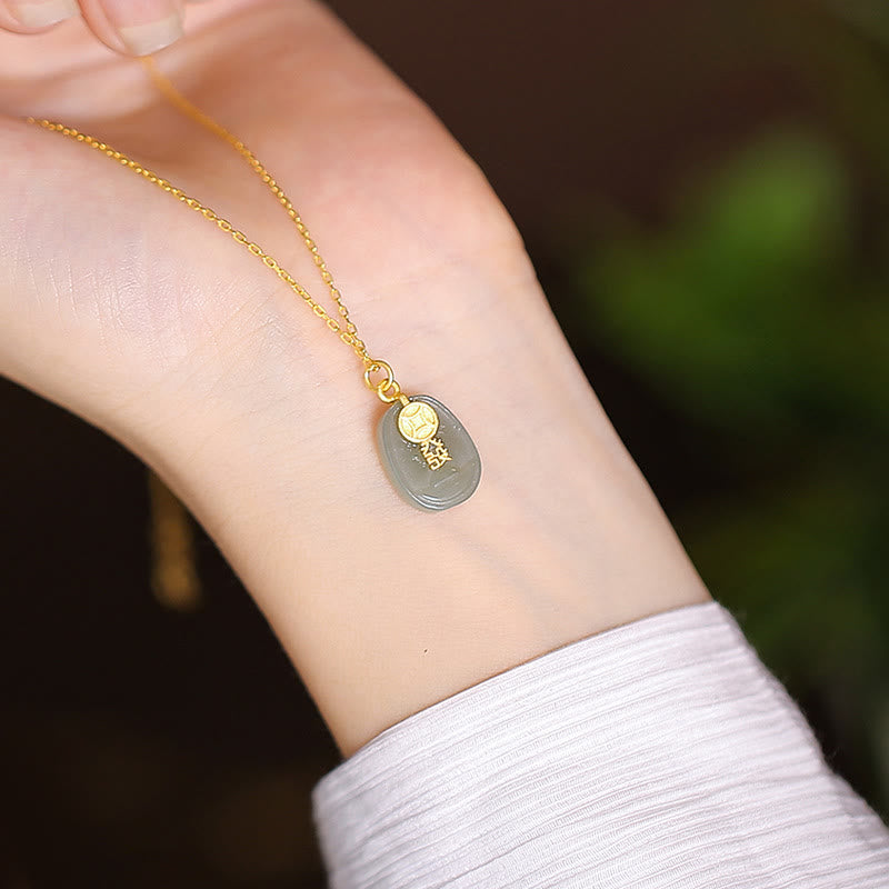 925 Sterling Silver Natural Hetian Jade Cyan Jade Luck Laughing Buddha Butterfly Necklace Pendant - Image 28