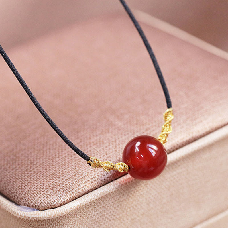 Natural Red Agate Chalcedony Self-acceptance Confidence String Bead Bracelet Necklace Pendant - Image 9