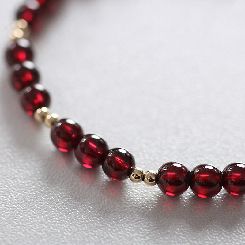 14K Gold Plated Alloy Natural Garnet Calm Bracelet - Image 5