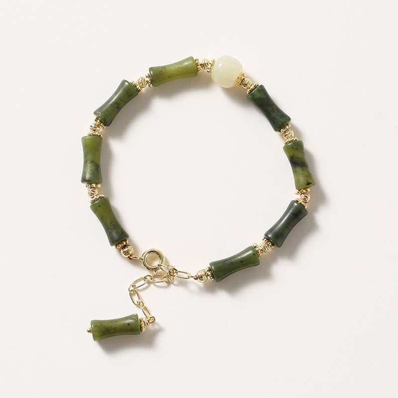 Glass Bead Bamboo Luck Strength Chain Bracelet - Image 11
