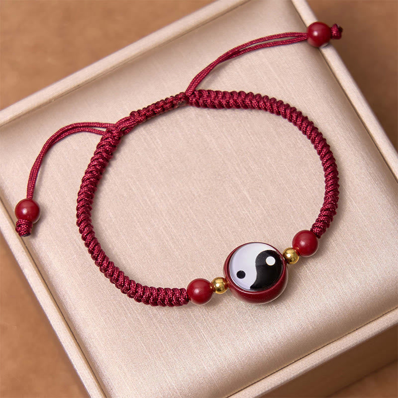 Lucky Cinnabar Red String Yin Yang Symbol Bagua Blessing Bracelet - Image 4