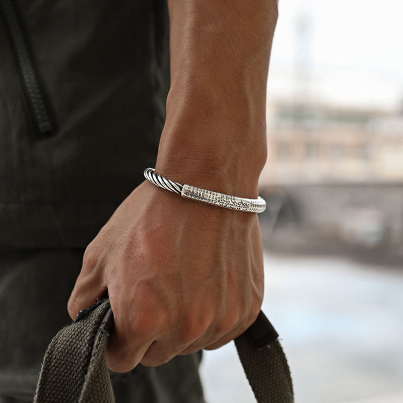 Tibetan Om Mani Padme Hum Heart Sutra Purity Cuff Bracelet - Image 16