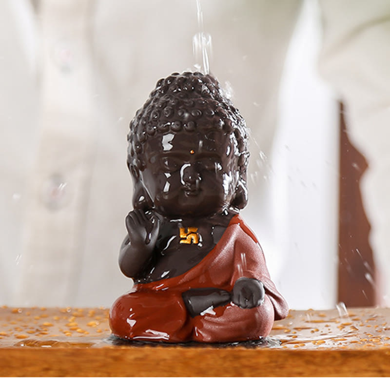 Small Buddha Serenity Purple Clay Home Desk Decoration - Image 13