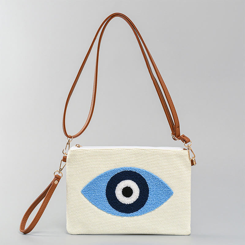 Evil Eye Leaf Hamsa Canvas Crossbody Bag Shoulder Bag Handbag