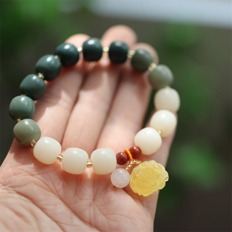 Gradient Bodhi Seed Amber Lotus Peace Bracelet - Image 10