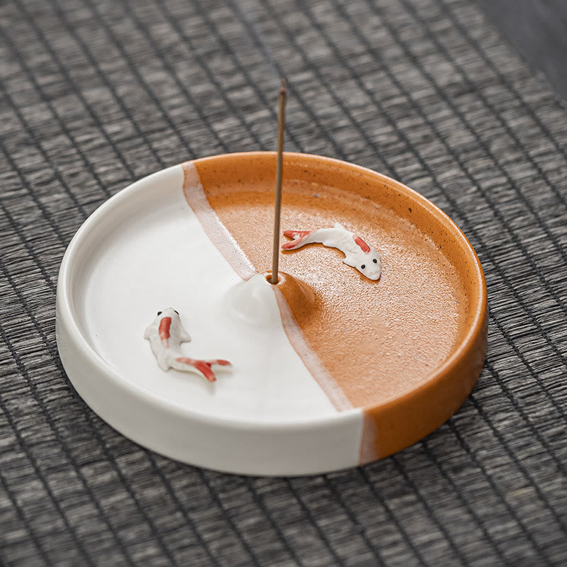 Koi Fish Pattern Spiritual Healing Ceramic Incense Stick Burner Decoration - Image 10