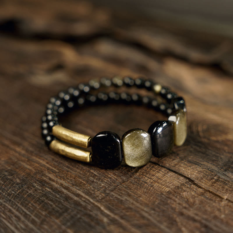 Black Obsidian Gold Sheen Obsidian Strengthen Bracelet