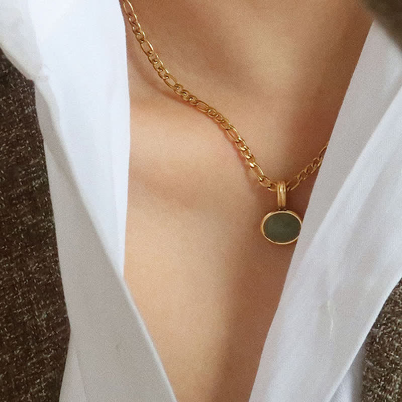 Oval Turquoise Strength Titanium Steel Necklace Pendant - Image 5