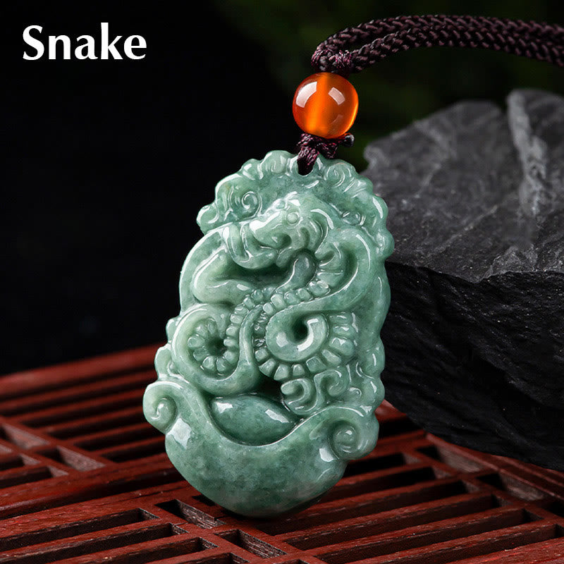 Natural Jade 12 Chinese Zodiac Prosperity Necklace Pendant - Image 19