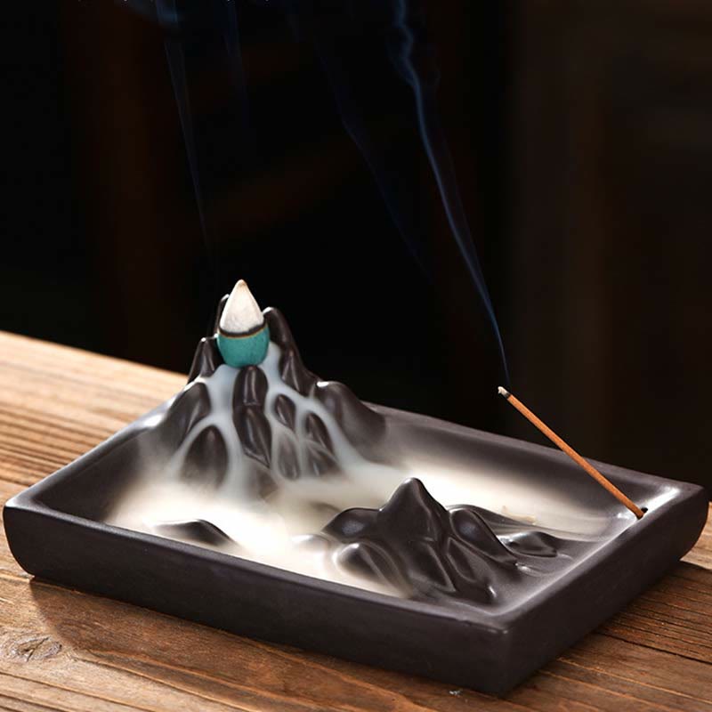 Mountains Flowing Water Ceramic Blessing Backflow Incense Burner - Image 5
