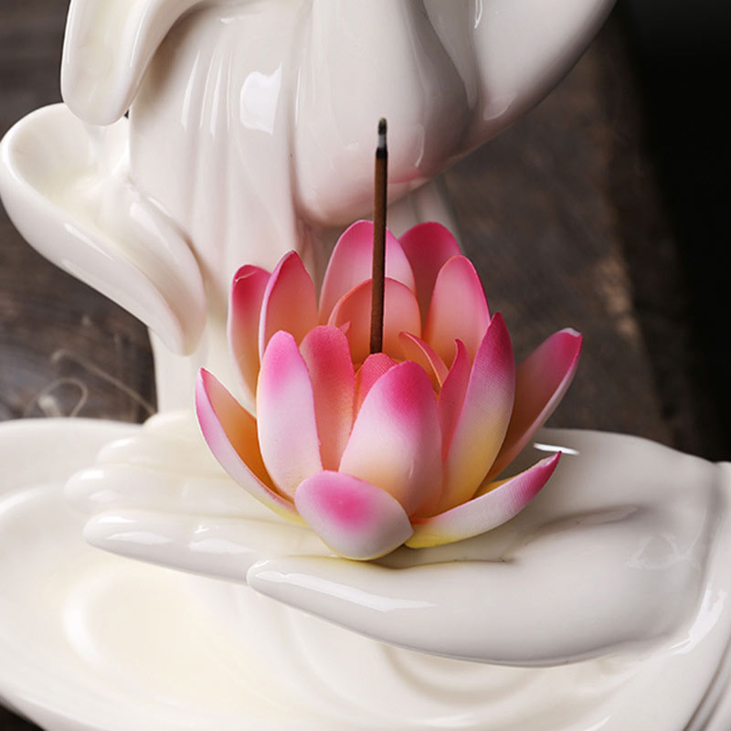 Buddha StonesTibetan Lotus Blessing Incense Burner Decoration - Image 15