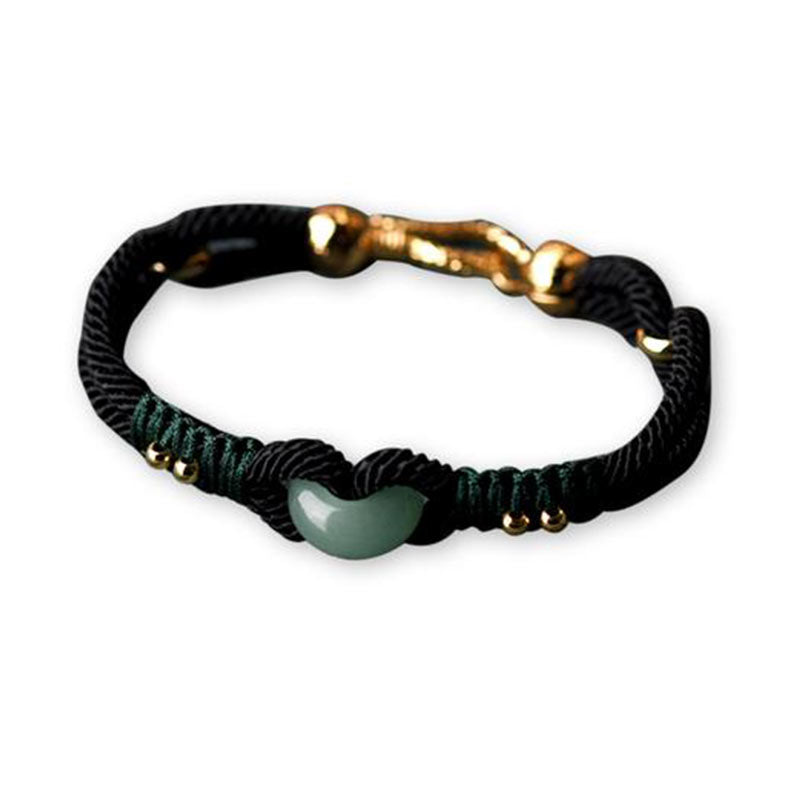 Tibetan Jade Lucky Black Rope Couple Bracelet - Image 3