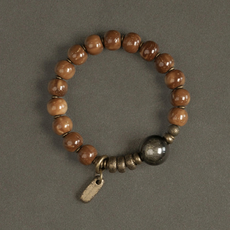 Kuka Seed Tiger Eye Gold Sheen Obsidian Copper Wealth Luck Bracelet - Image 8