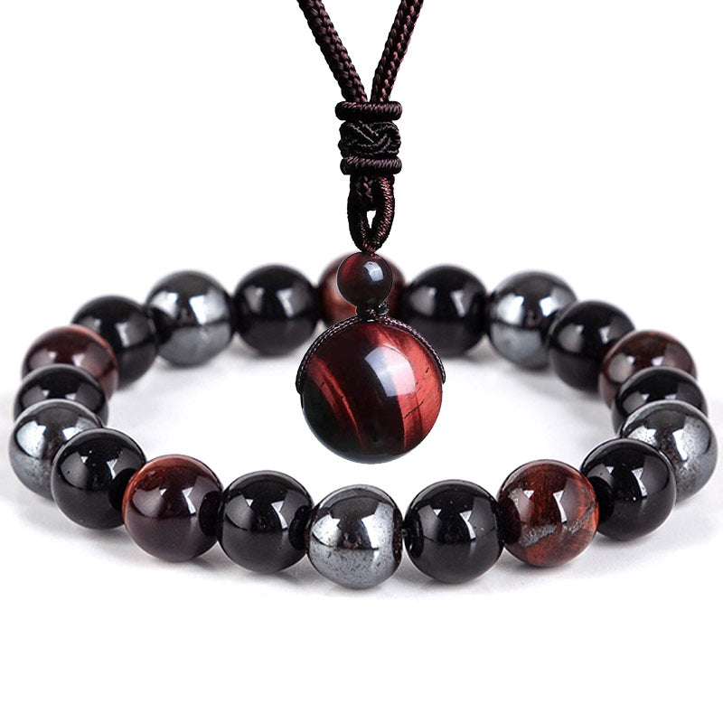 Tibetan Tiger's Eye Bracelet Necklace Set - Image 10