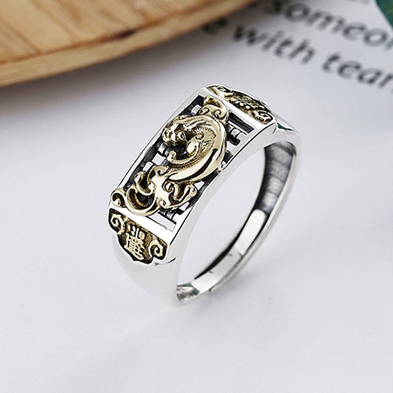 925 Sterling Silver PiXiu Luck Wealth Adjustable Ring - Image 7