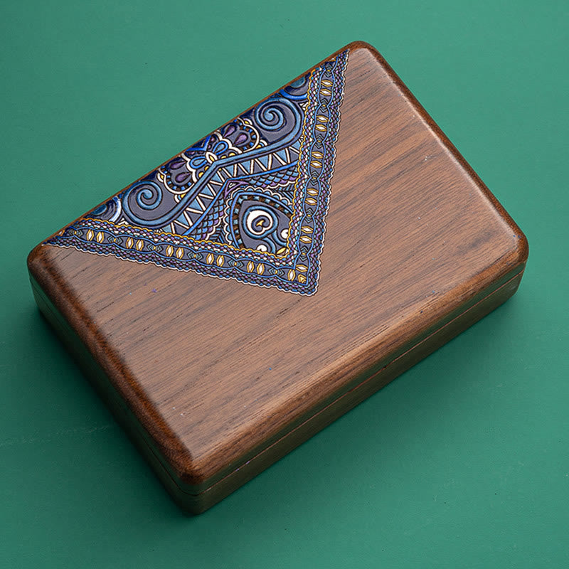 Vintage Handmade Black Walnut Wood Jewelry Storage Box With Mirror - Image 17