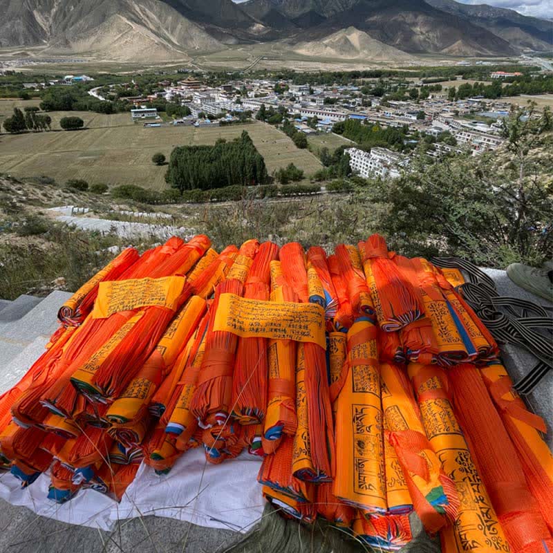 Tibetan 5 Colors Windhorse Auspicious Outdoor 25 Pcs Prayer Flag - Image 27