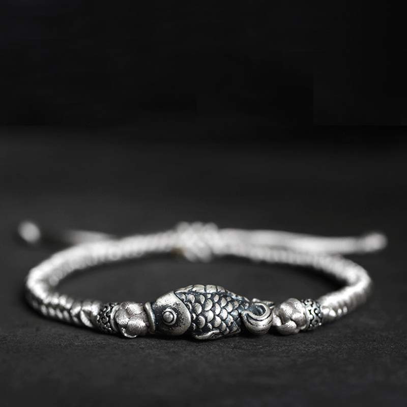 Silver Luck Koi Fish Braided String Bracelet - Image 12