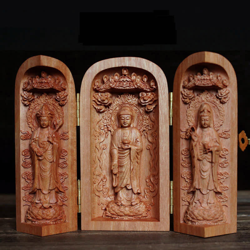 Avalokitesvara Kwan Yin Buddha Cherry Wood Compassion Home Decoration Altar - Image 4