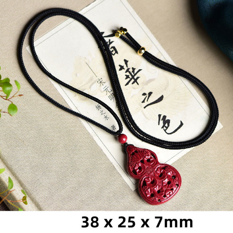 Laughing Buddha Yin Yang Chinese Zodiac Gourd Natural Cinnabar Blessing Necklace Pendant - Image 27