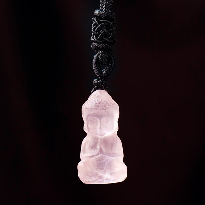 Various Crystal Amethyst Pink Crystal White Crystal Citrine Buddha Carved Spiritual Healing Necklace Pendant Decoration - Image 8