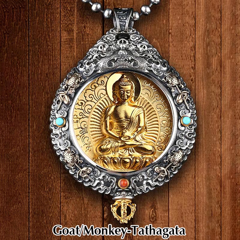 Chinese Zodiac Natal Buddha Thangka Nine Palaces Eight Diagrams Wealth Rotatable Necklace Pendant - Image 9