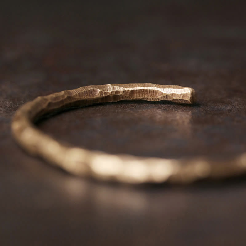 Tibetan Bump Texture Copper Luck Cuff Bracelet Bangle - Image 7