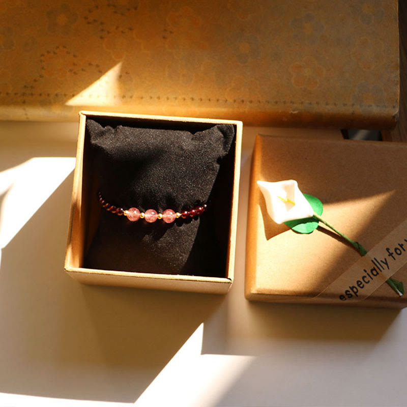 Natural Garnet Strawberry Quartz Calm Bracelet - Image 14