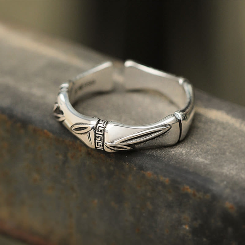 Simple Bamboo Design Copper Luck Wealth Adjustable Ring