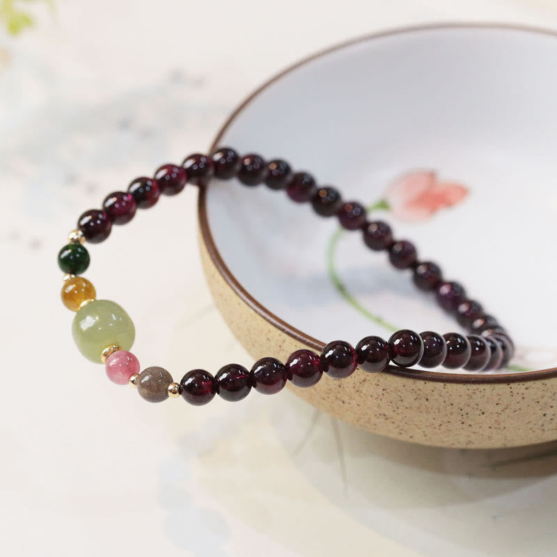 Natural Garnet Hetian Jade Tourmaline Bead Passion Bracelet - Image 3