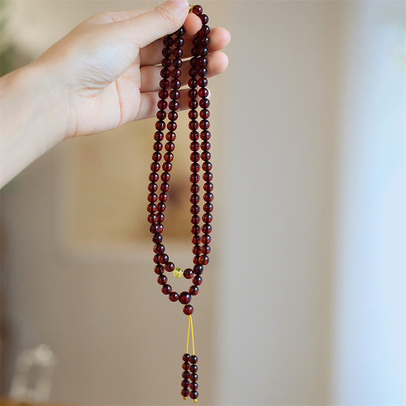 Natural 108 Mala Beads Amber Clear Anxiety Bracelet