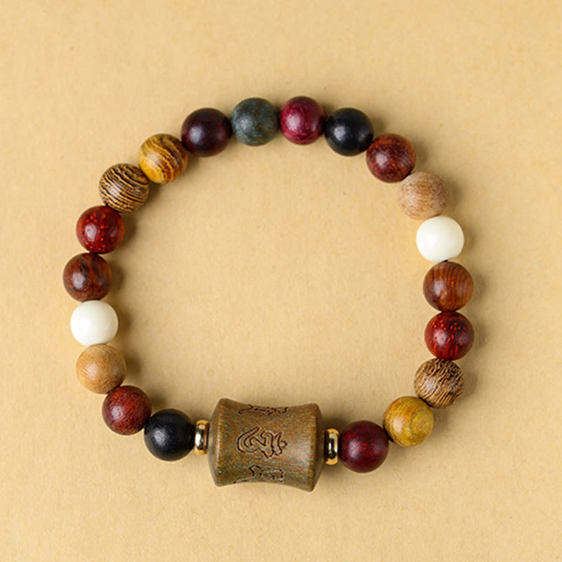 Tibet Multicolored Sandalwood Om Mani Padme Hum Protection Bracelet - Image 7