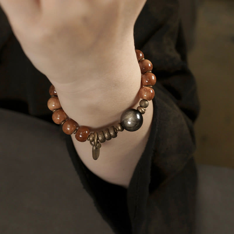 Kuka Seed Tiger Eye Gold Sheen Obsidian Copper Wealth Luck Bracelet - Image 13