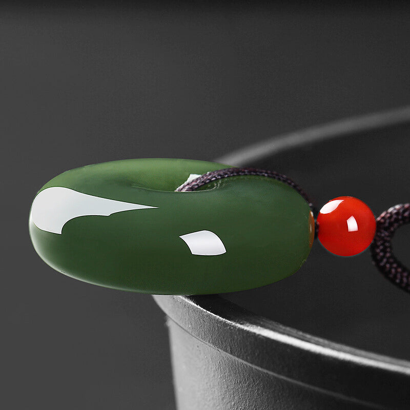 Natural Round Jade Peace Buckle Prosperity Necklace String Pendant - Image 10