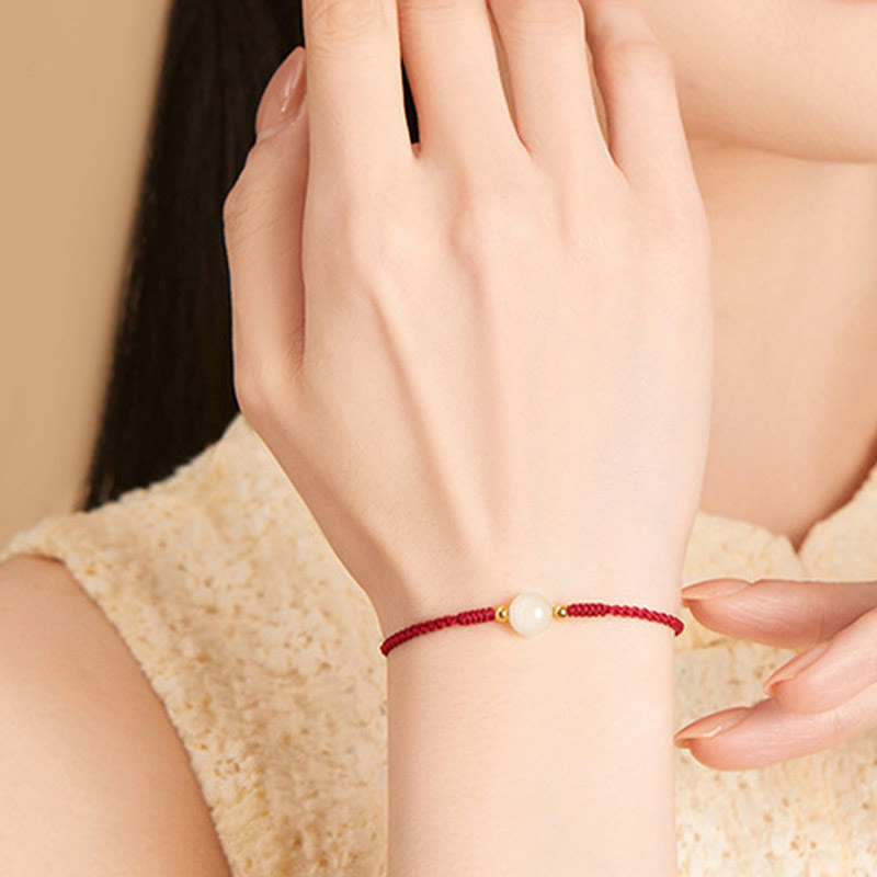 Handcrafted Round Jade Lucky Bead Prosperity Braided Bracelet - Image 12