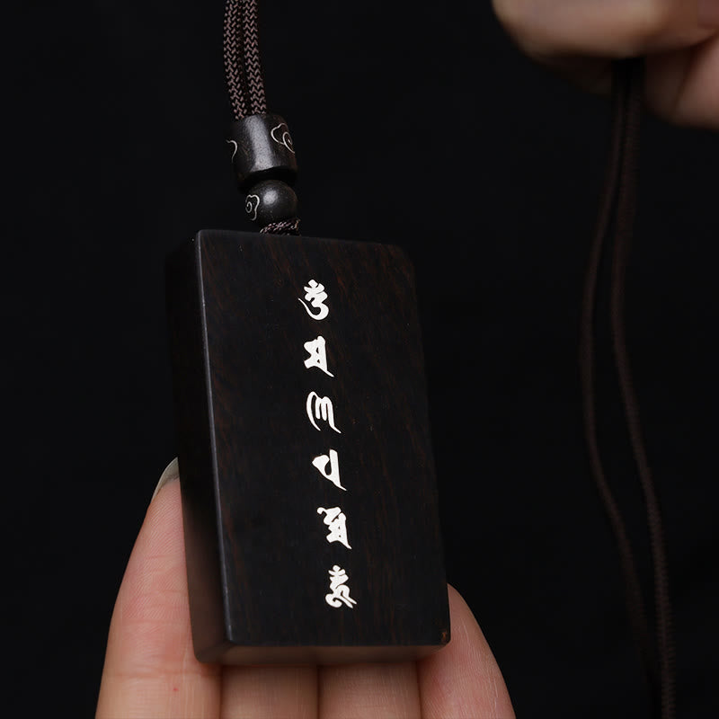 999 Sterling Silver Small Leaf Red Sandalwood Ebony Wood Om Mani Padme Hum Inlaid Protection Necklace Pendant - Image 13