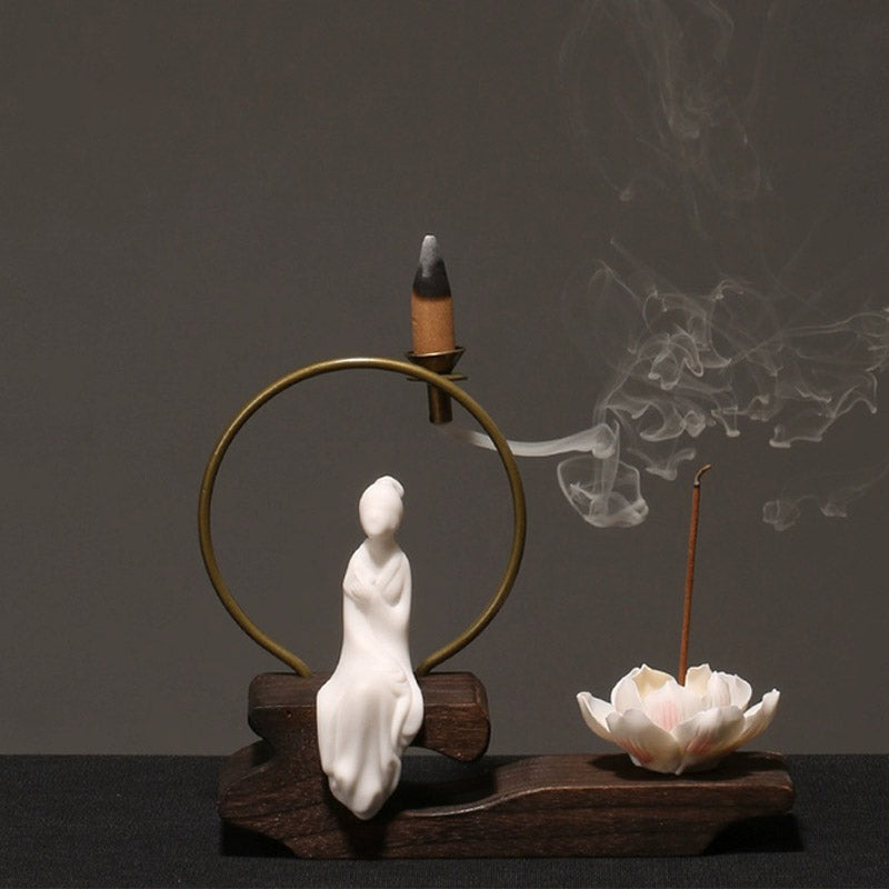 Ceramic Lotus Healing Meditation Incense Burner Decoration - Image 7