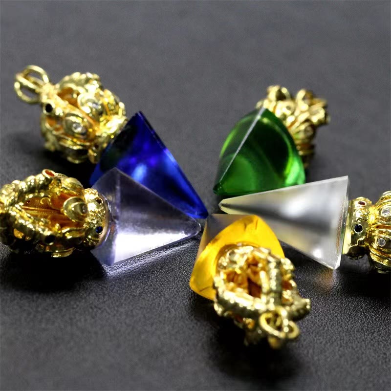 Tibetan Dorje Vajra 4 Prong Lotus Liuli Crystal Strength Necklace Pendant - Image 20