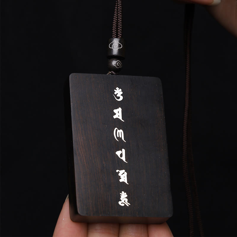 999 Sterling Silver Small Leaf Red Sandalwood Ebony Wood Om Mani Padme Hum Inlaid Protection Necklace Pendant - Image 18