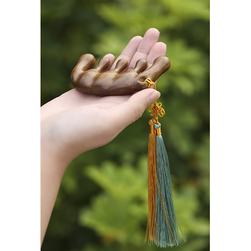 Simple Green Sandalwood Soothing Tassel Massage Comb - Image 6