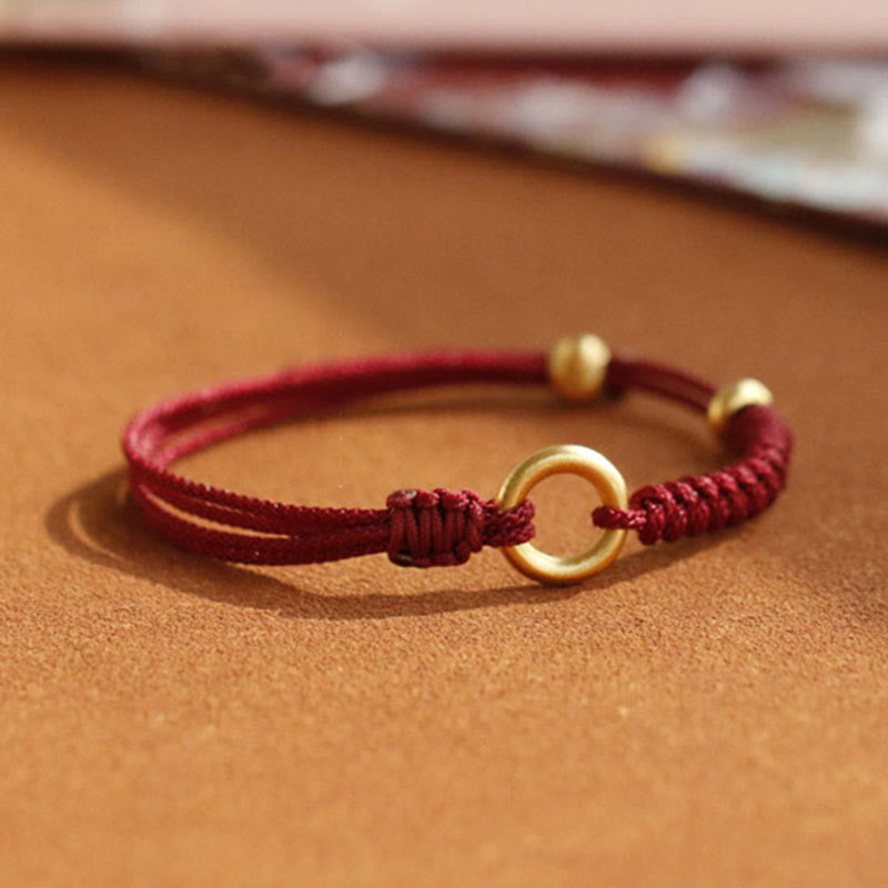 Alloy Peace Buckle Luck Red String Bracelet