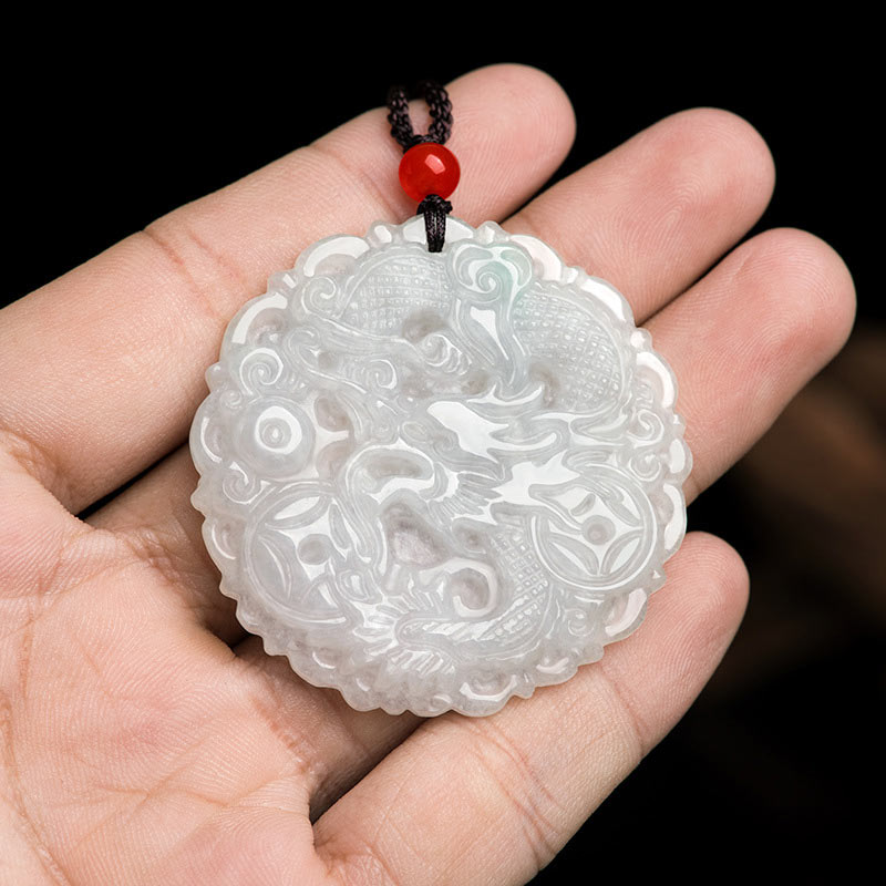 White Jade Dragon Protection Necklace String Pendant - Image 4
