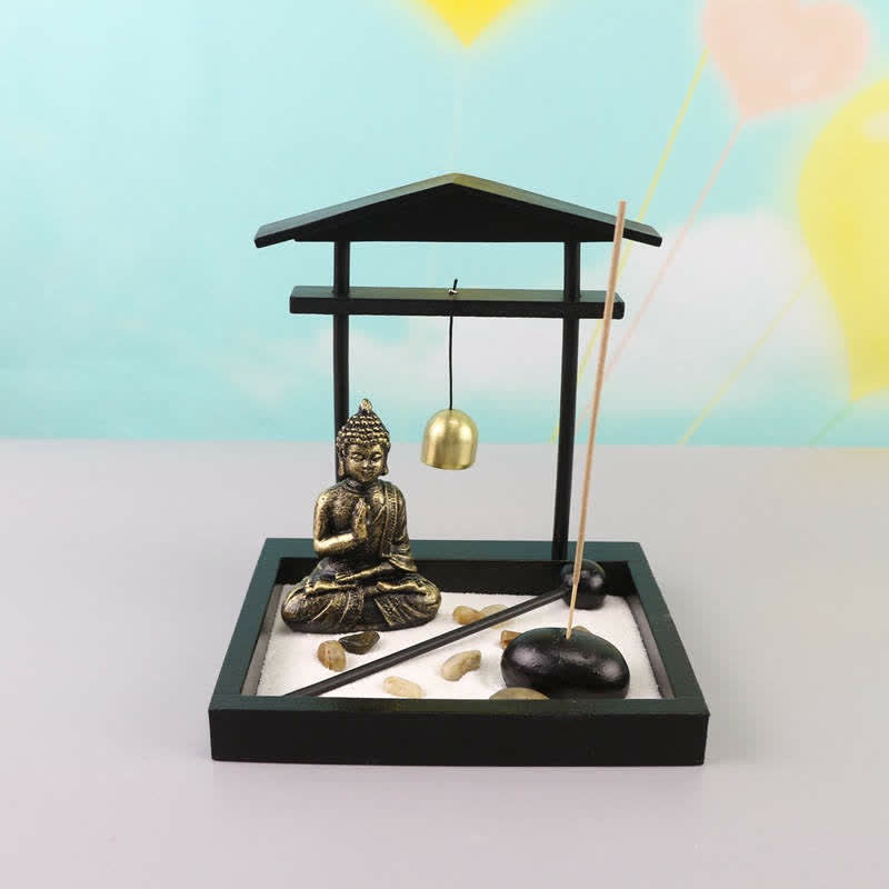 Buddha Statue Rocks Meditation Peace Zen Garden Set Home Decoration - Image 5