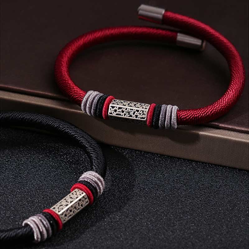 925 Sterling Silver Om Mani Padme Hum Peace Red String Bracelet - Image 14