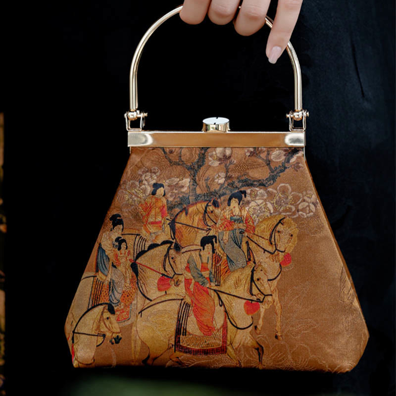 Painting of Lady of Guoguo on a Spring Outing Metal Handle Handbag - Image 15