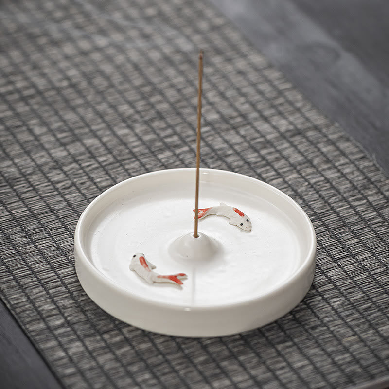 Koi Fish Pattern Spiritual Healing Ceramic Incense Stick Burner Decoration - Image 9